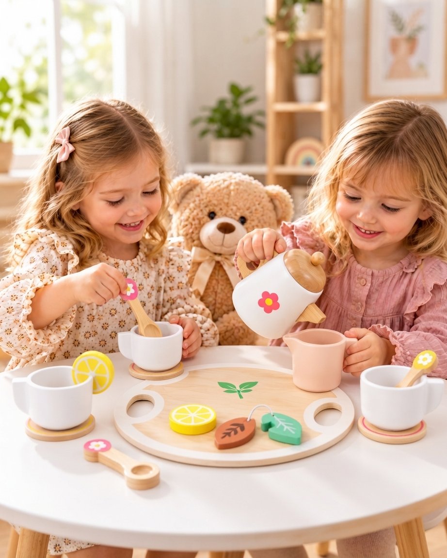 Wooden Tea Party Play Set with Tray