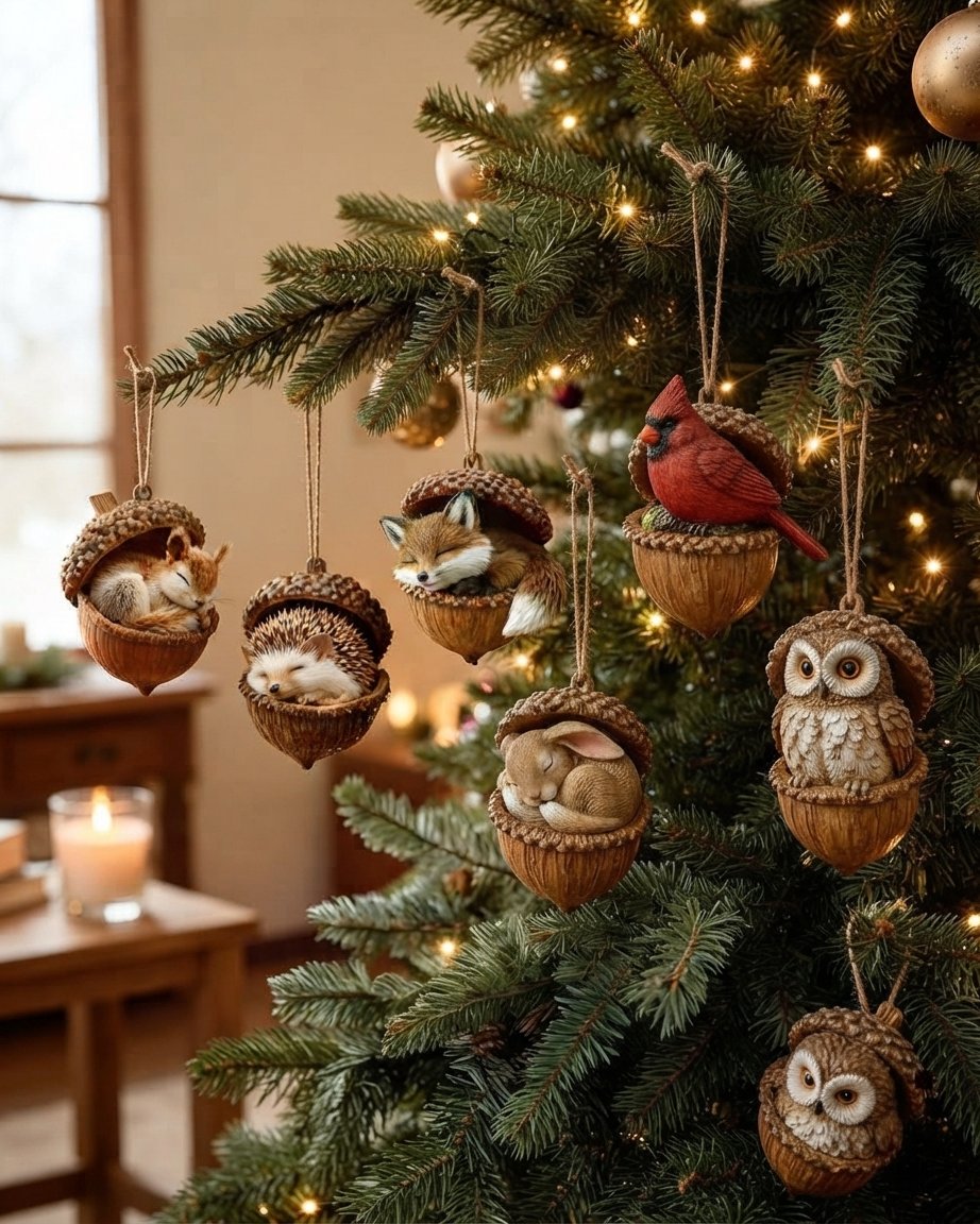 Woodland Animal Acorn Christmas Tree Ornament