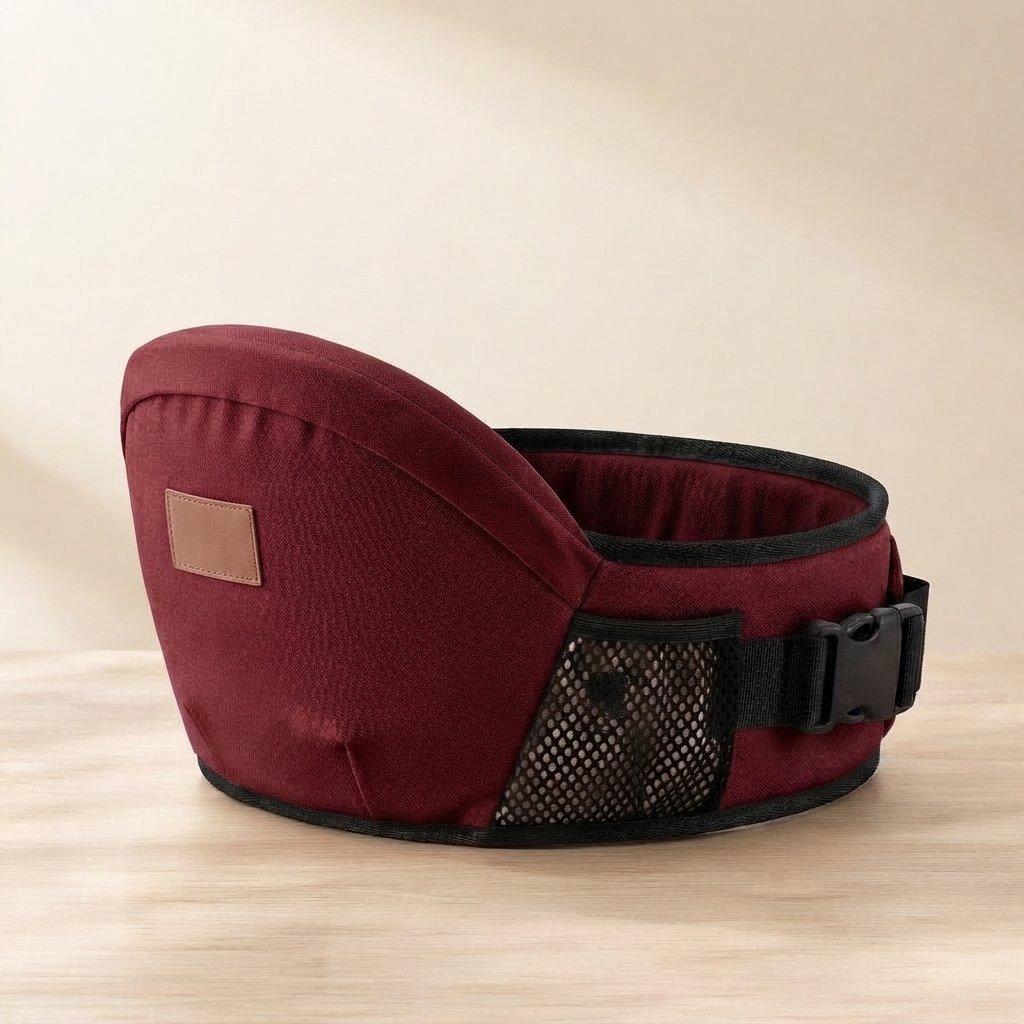 Hip Seat Baby Carrier with Quick-Release Clip — Burgundy