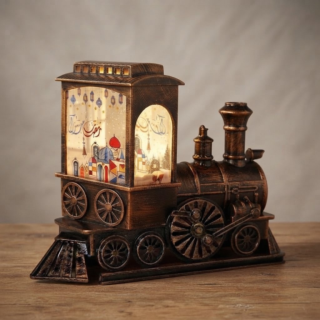 Vintage Train LED Lantern with Winter Scene — 12