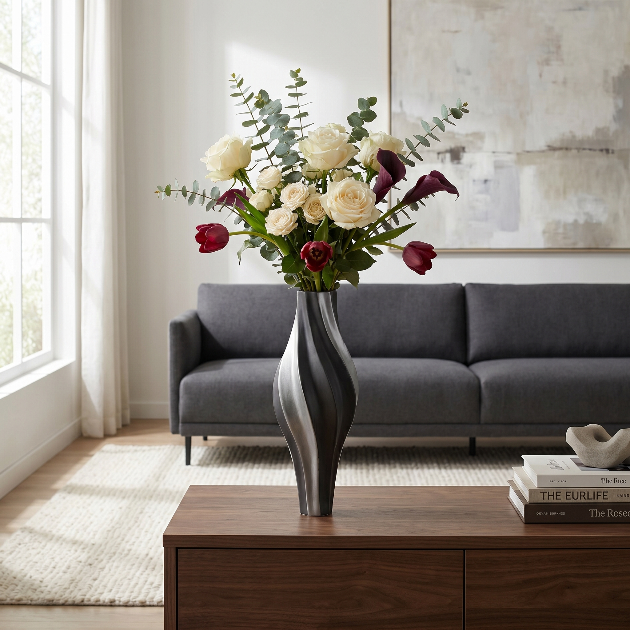Modern Twisted Ceramic Vase for Living Room, Office & Home Décor