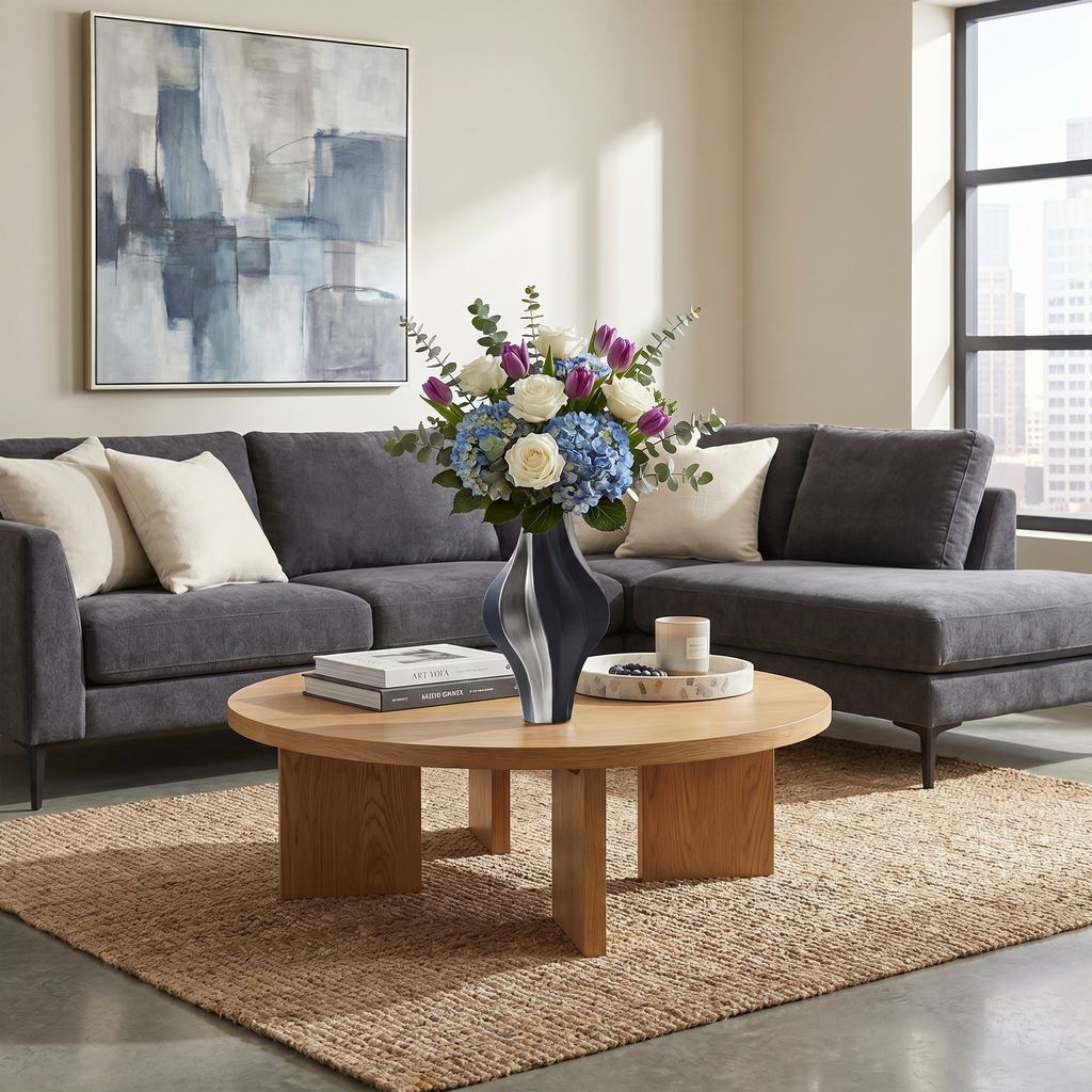 Modern Twisted Ceramic Vase for Living Room, Office & Home Décor