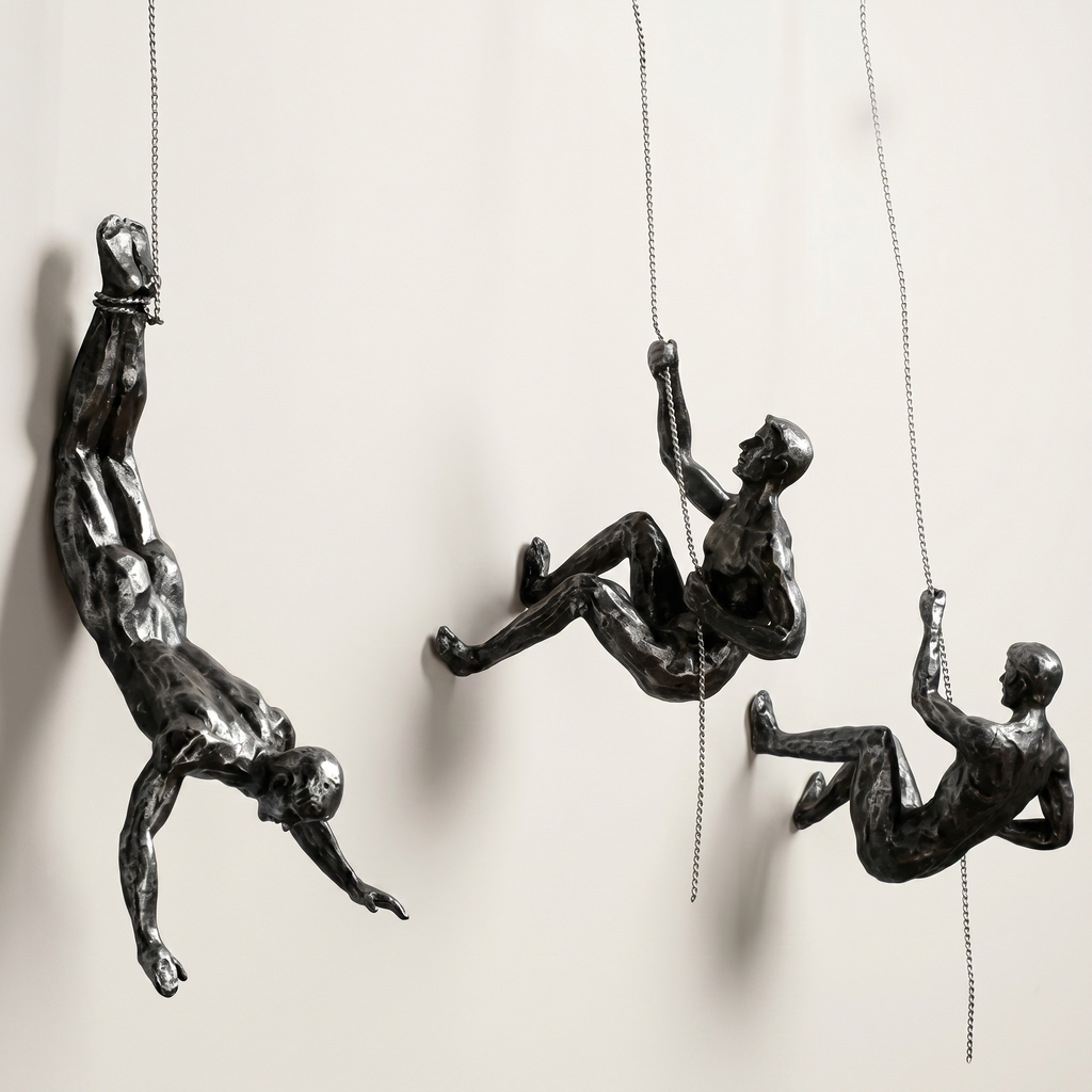 Climbing Man Wall Sculpture Set