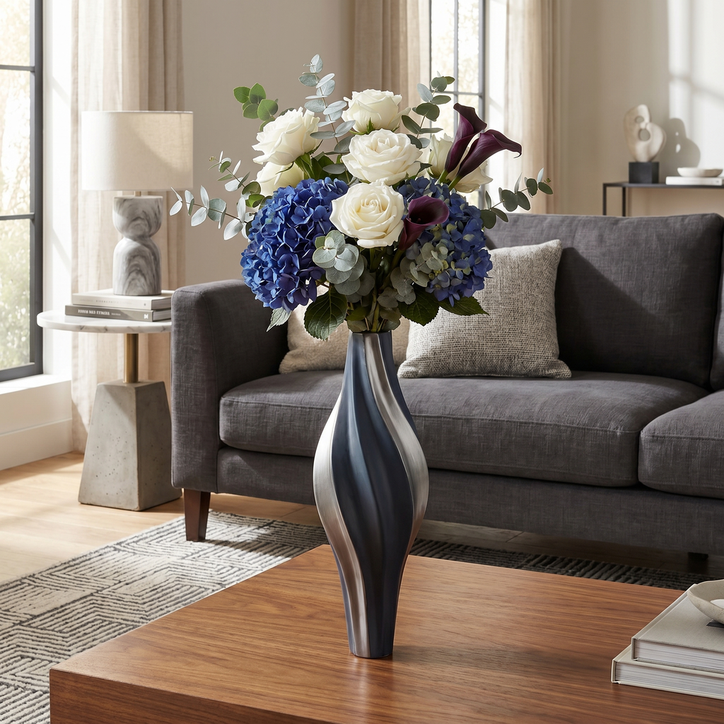 Modern Twisted Ceramic Vase for Living Room, Office & Home Décor