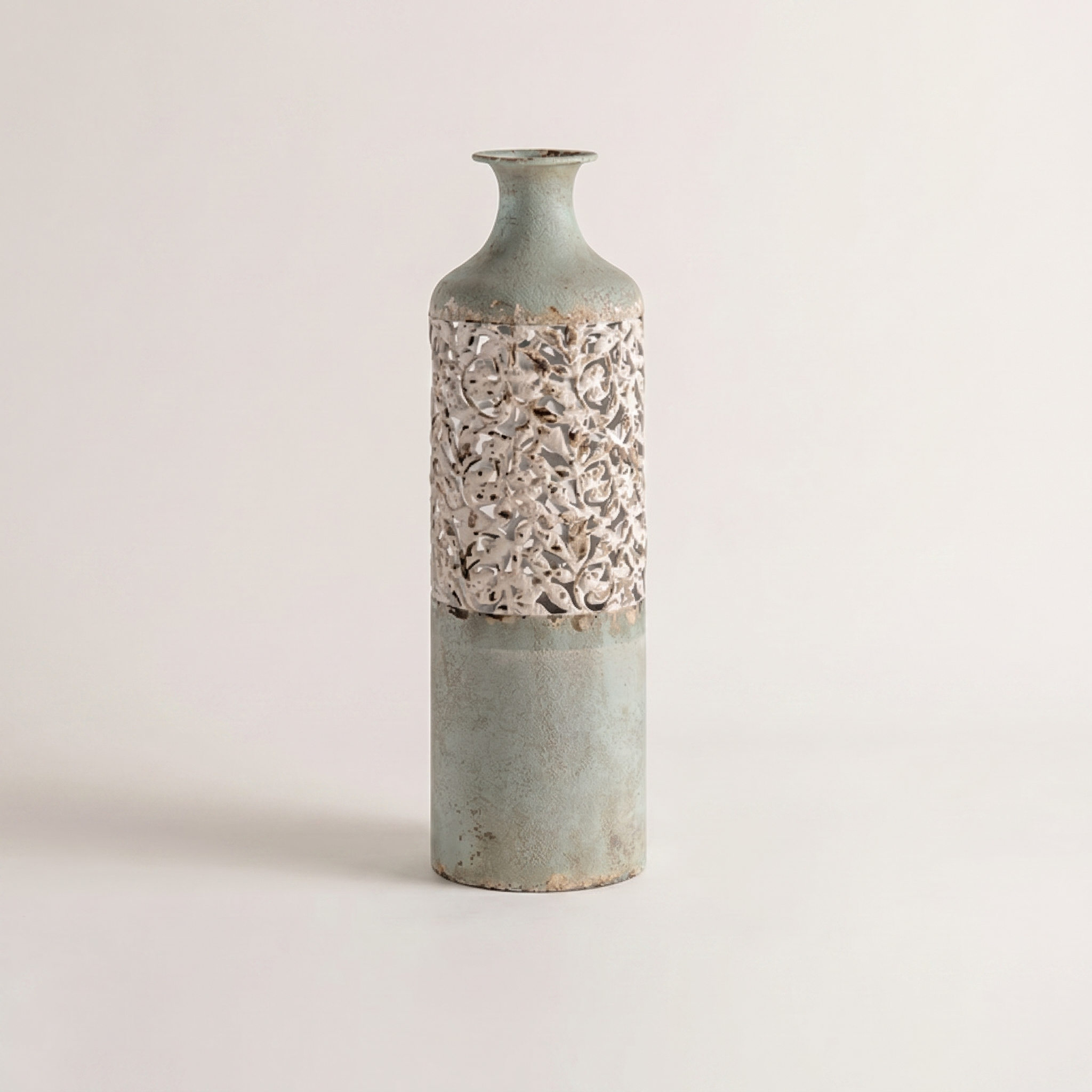 Vintage Metal Floor Vase for Living Room