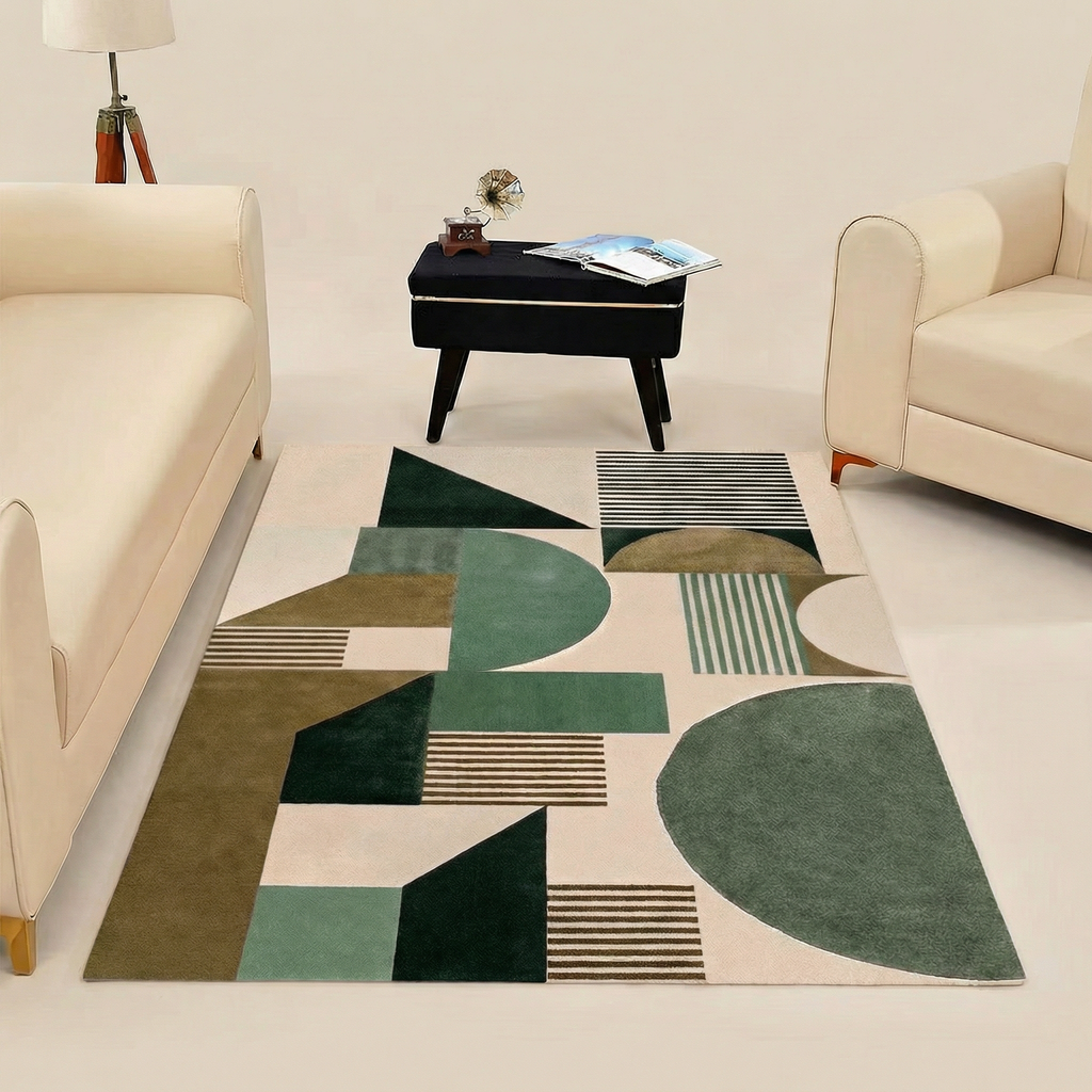 Retro Geometric Area Rug