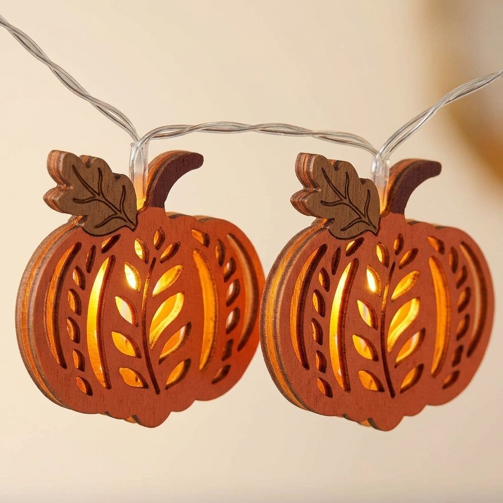 10 Autumn Pumpkin LED Fairy Lights with 6-Hour Timer, 1.8m Wire