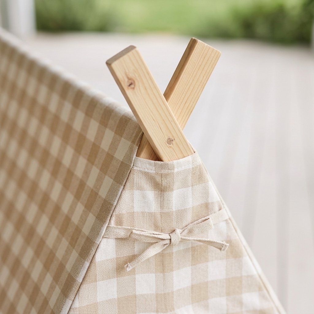 A-Frame Play Tent in Beige Gingham