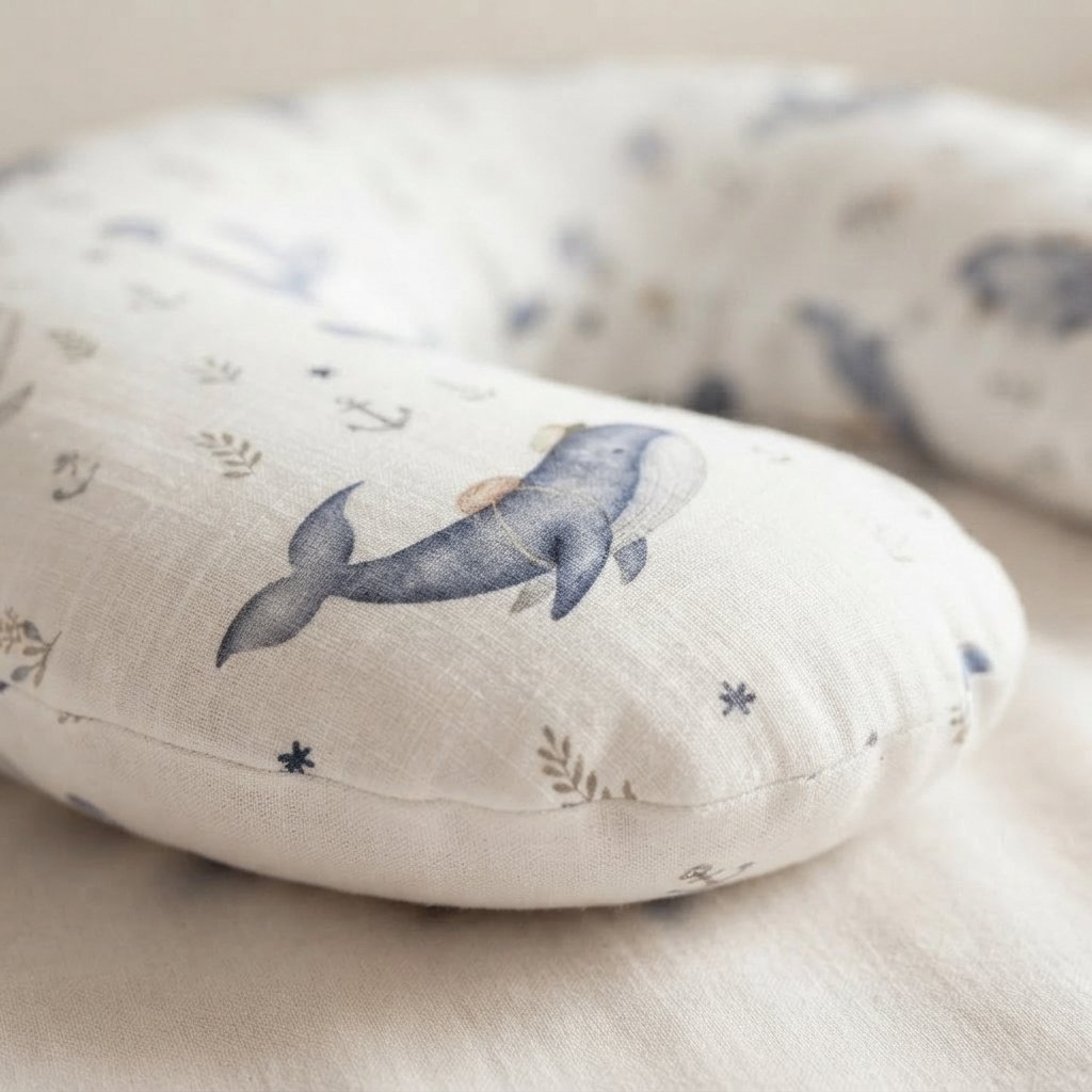 Baby Nursing Pillow with Whale Print