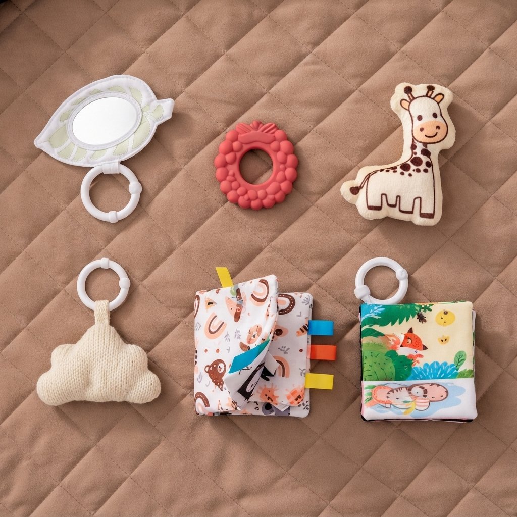 Baby Play Gym Mat with Six Sensory Toys