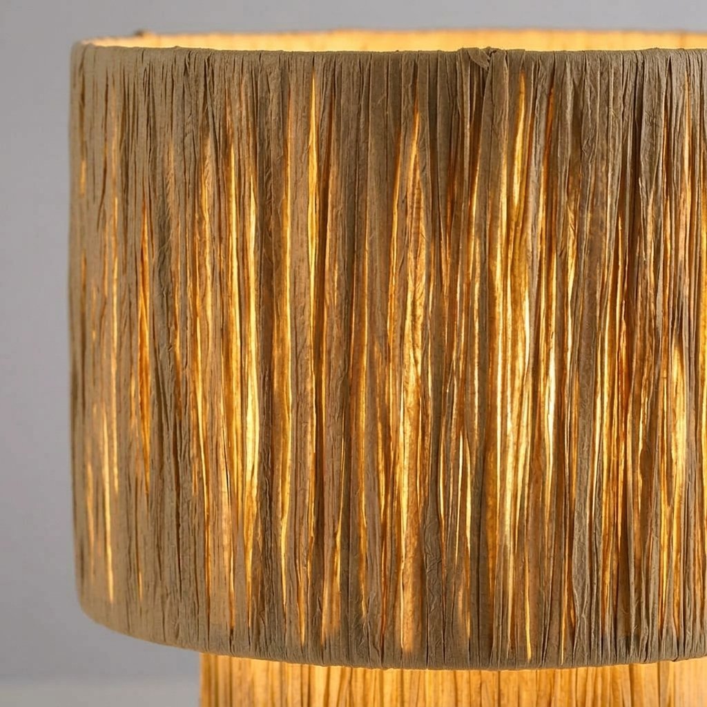 Belan Two-Tier Hand-Knitted Natural Fibre Table Lamp with Warm Glow Shade