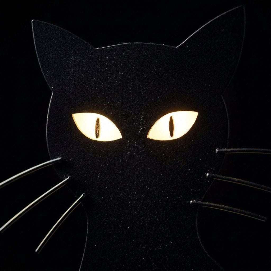 Black Cat Halloween Silhouette with Glowing LED Eyes – Outdoor Garden Stake Light