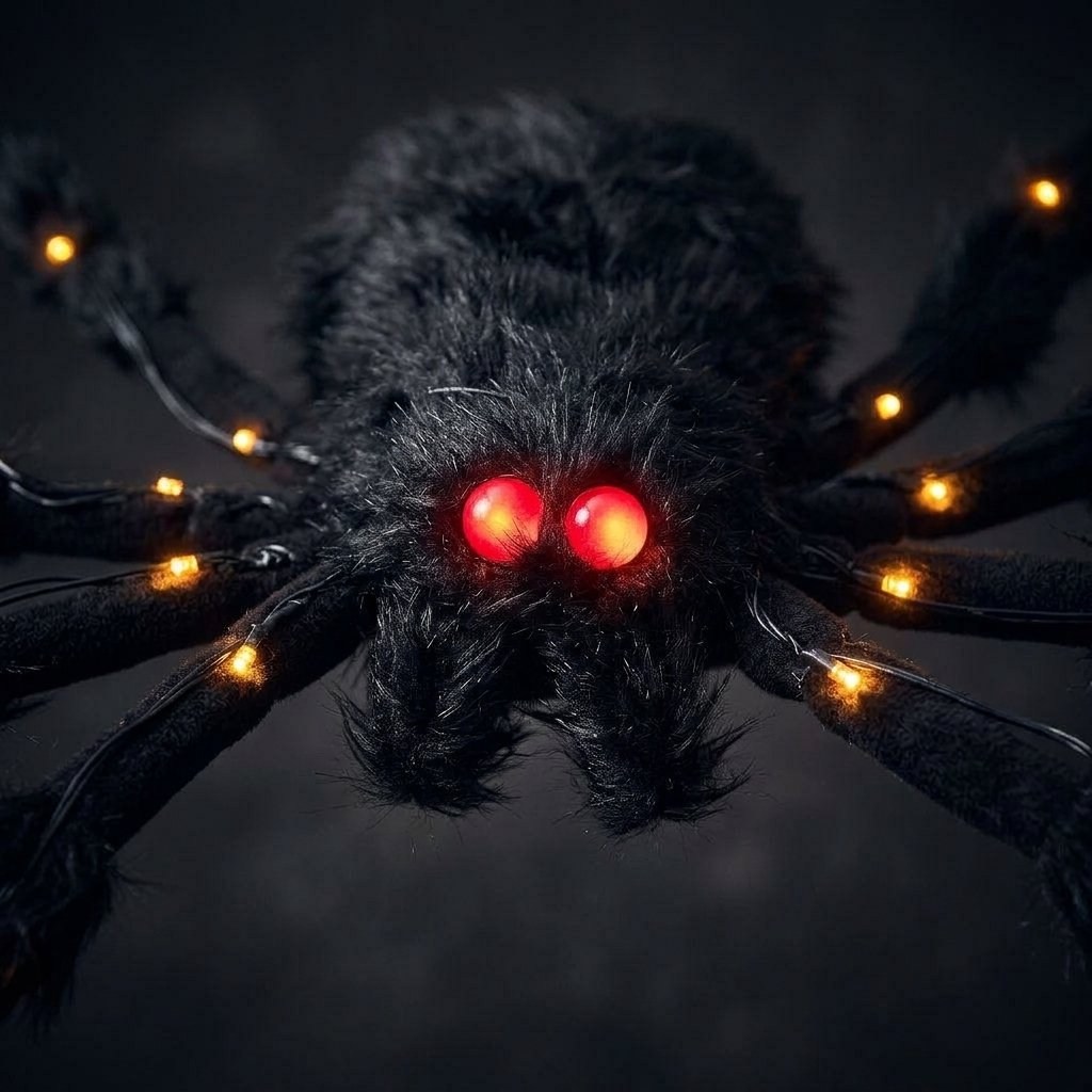Buzz the Giant LED Spider Halloween Decoration – 150cm Wide with 50 Micro LEDs and Red Glowing Eyes