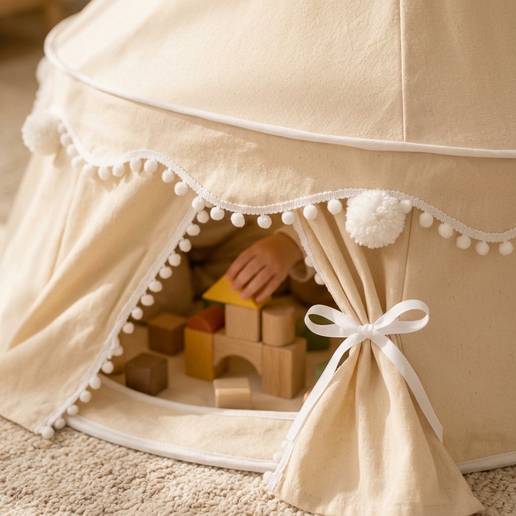 Children's Castle Play Tent with Pom-Poms