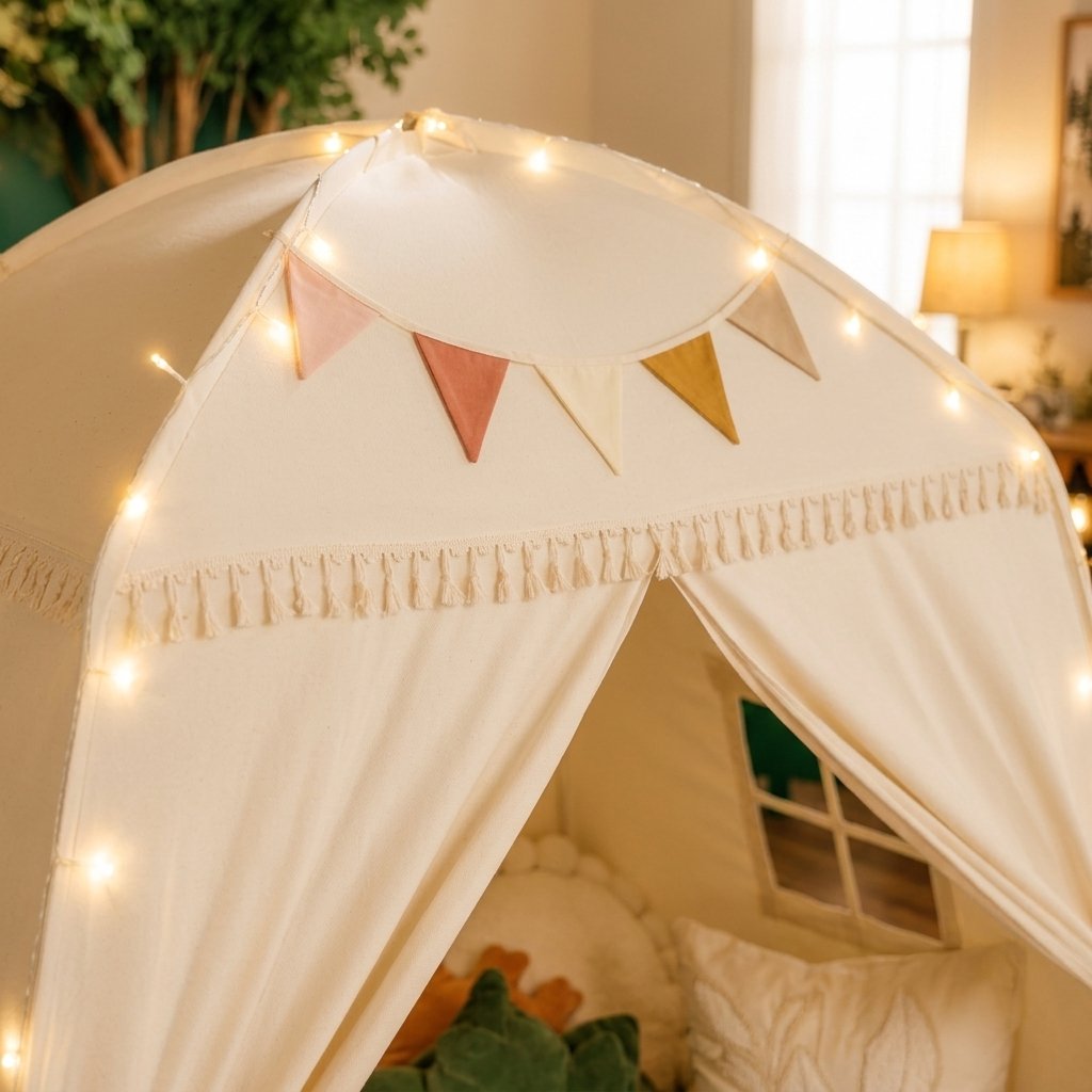 Children's Play Tent with Lights & Flags