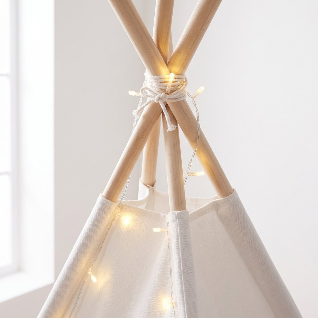 Cotton Canvas Teepee, Mat & Lights Bundle
