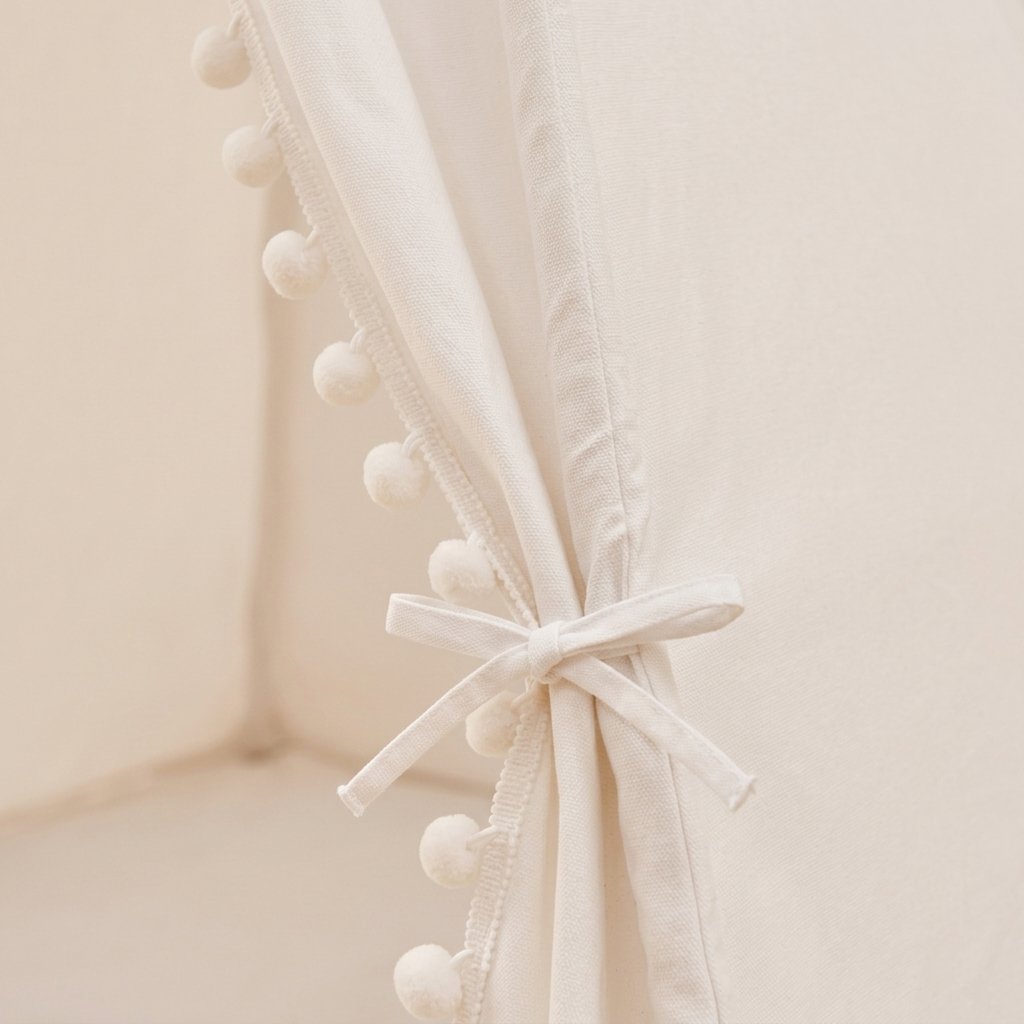 Cotton Teepee Play Tent with Pom-Poms