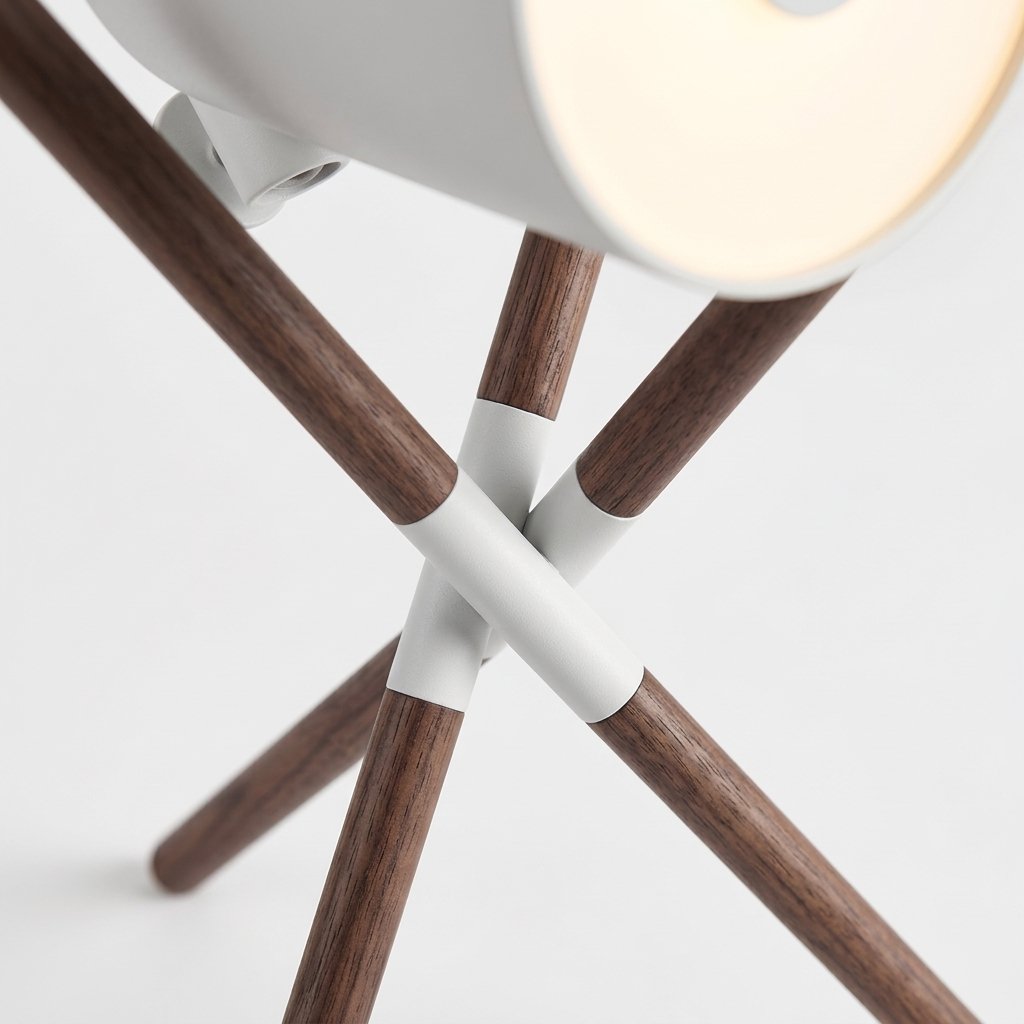 Crossover Drum Tripod Table Lamp with Wood Legs