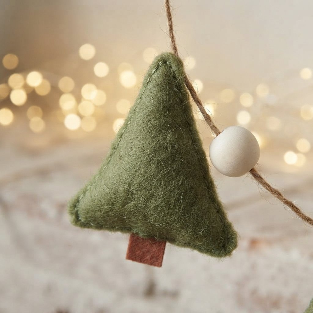 Felt Christmas Tree Garland with Beads