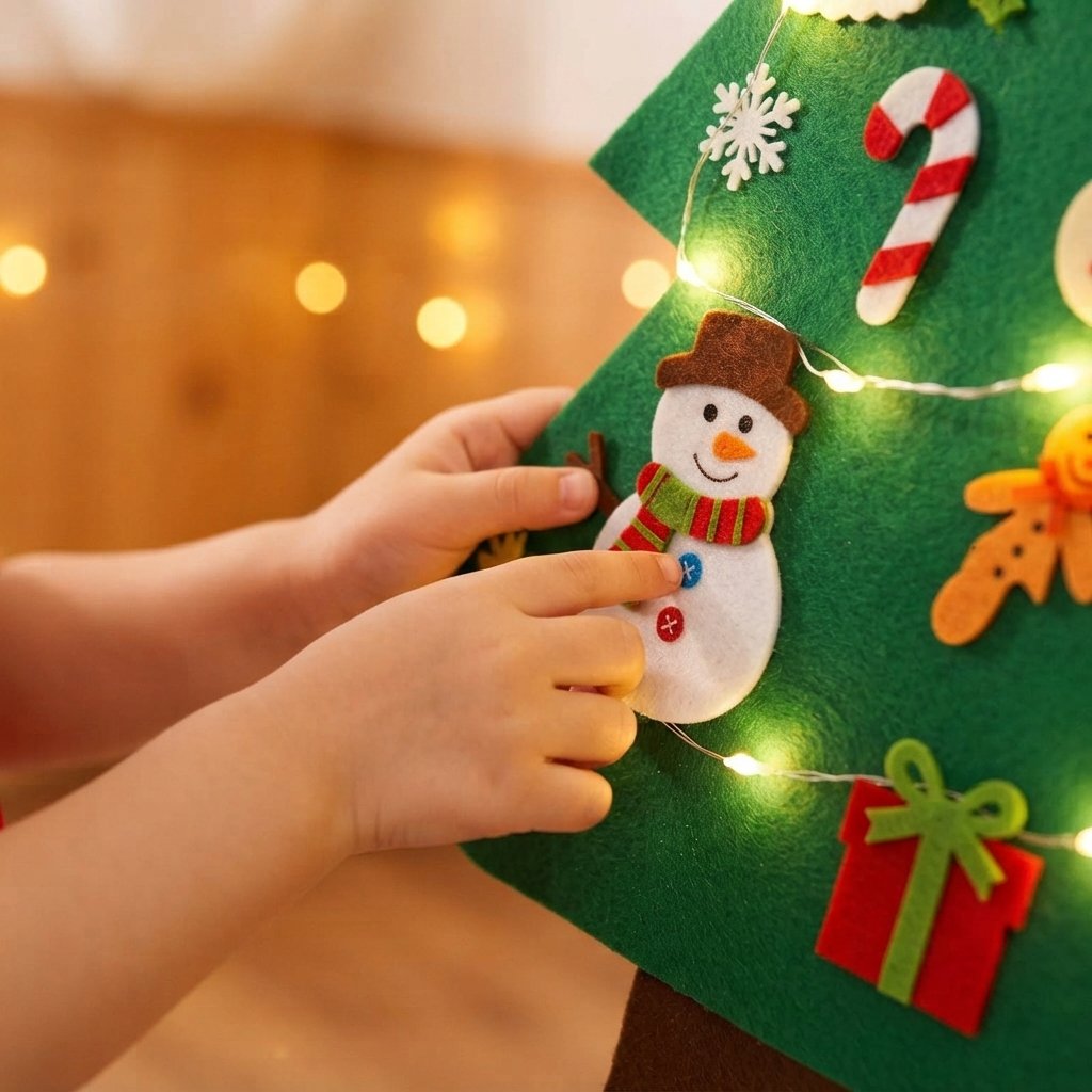 Felt Christmas Tree with Lights for Kids