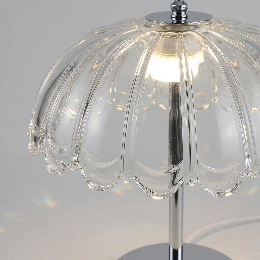 Fluted Petal Shade Table Lamp with Metal Base