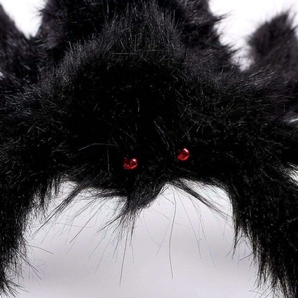 Giant Hairy Spider Halloween Decoration Set with Stretchable Web – 2 Spiders Included