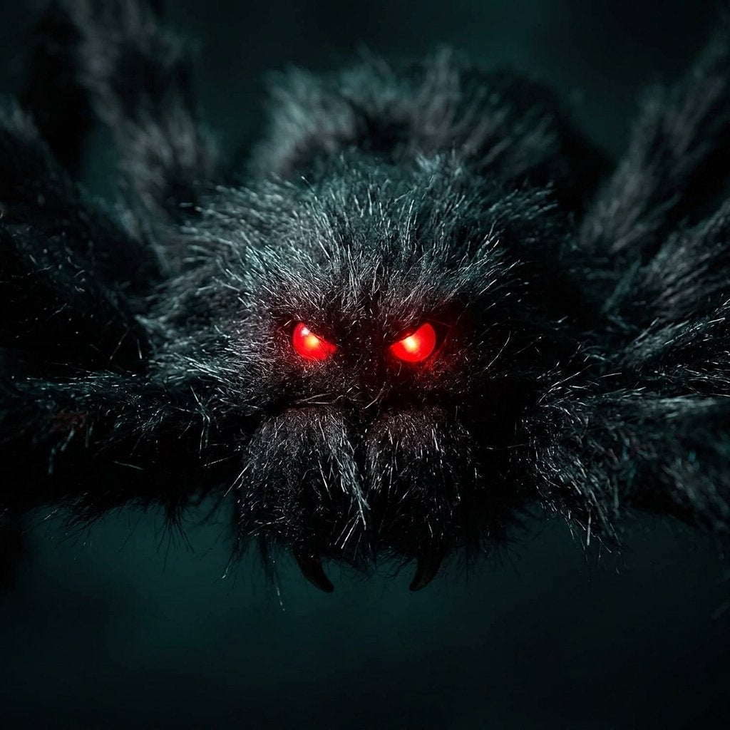 Giant Halloween Spider Decoration with Glowing Red LED Eyes – Indoor and Outdoor Party Decor