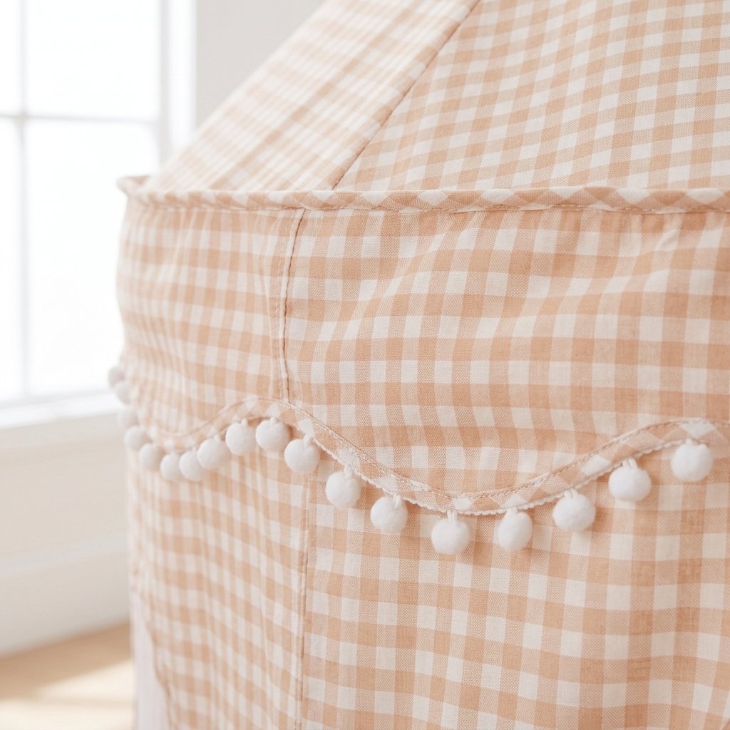 Gingham Pop-Up Play Tent – Peach