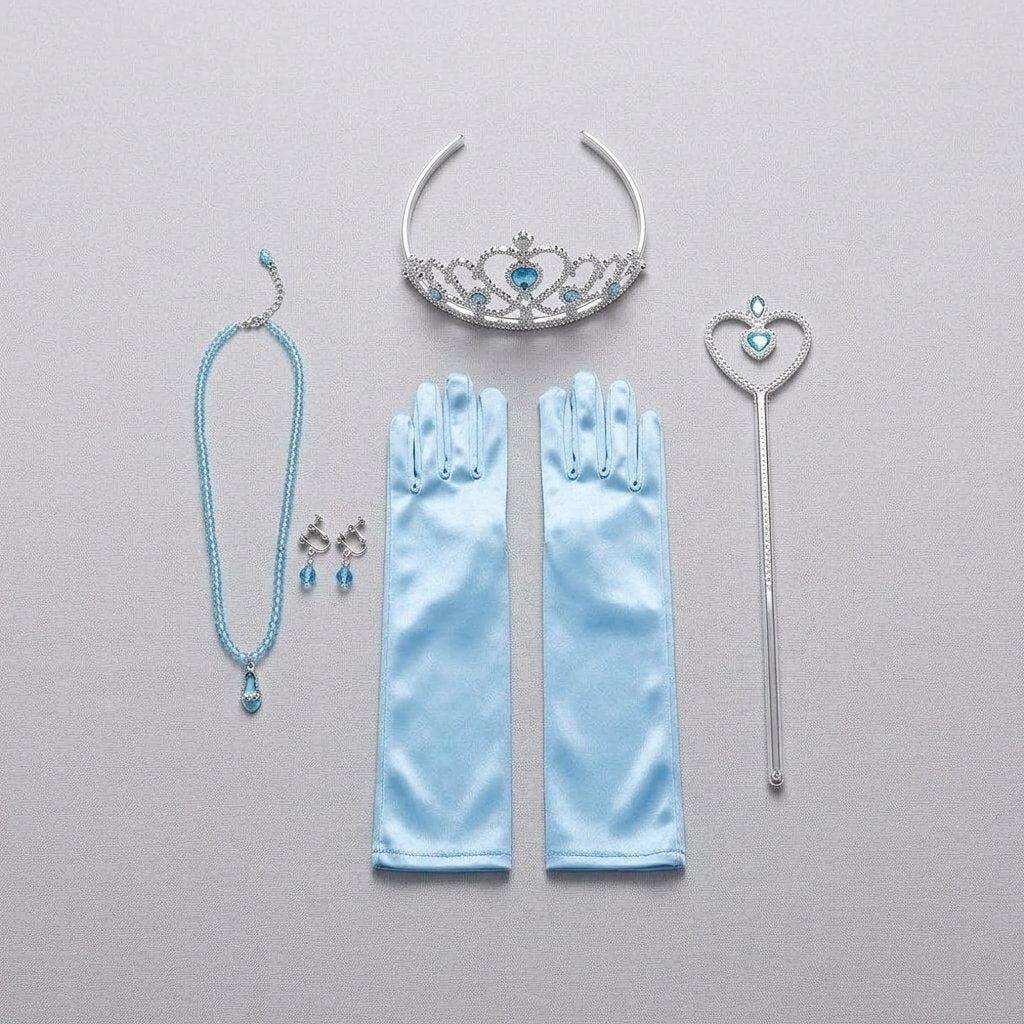 Girls' Princess Costume Dress with Tiara, Wand and Accessories Set