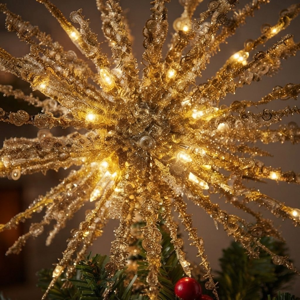 Glitter Starburst LED Tree Topper