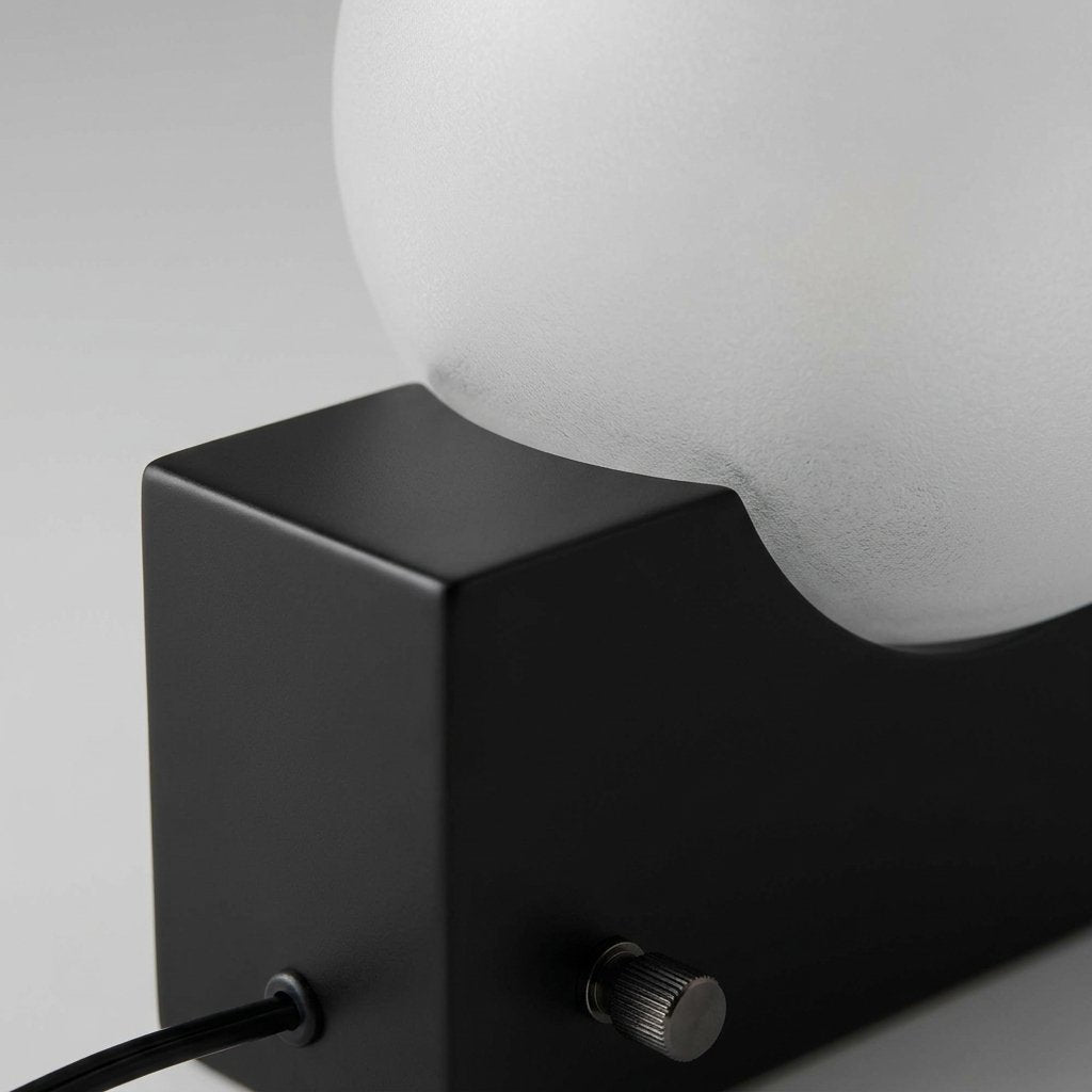 Globe Block Table Lamp with Frosted Glass Sphere and Metal Base
