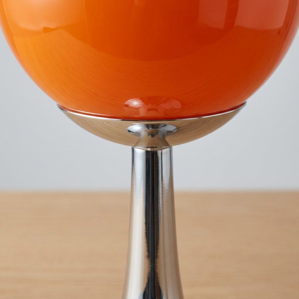 Globe Trumpet Table Lamp with Chrome Base and Glass Shade