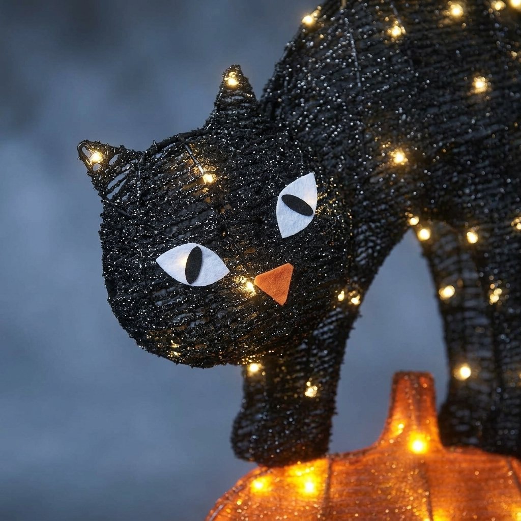 Halloween Black Cat and Jack O'Lantern Outdoor Stake Light with Timer