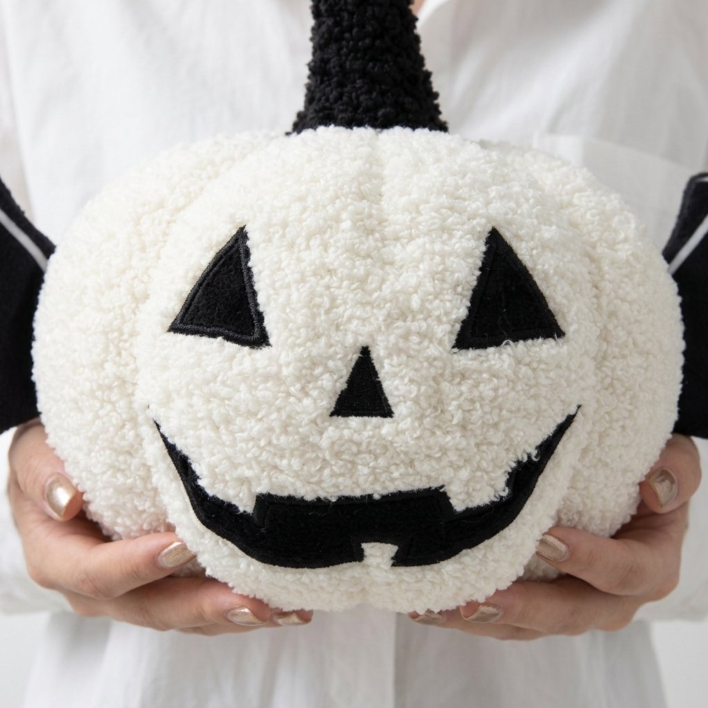 Halloween Pumpkin Plush Cushion with Bat Wings