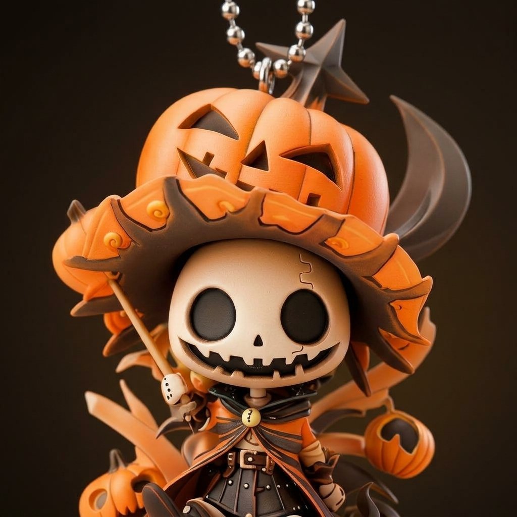 Halloween Skeleton Pumpkin Acrylic Figurine – Flat 2D Desktop Ornament