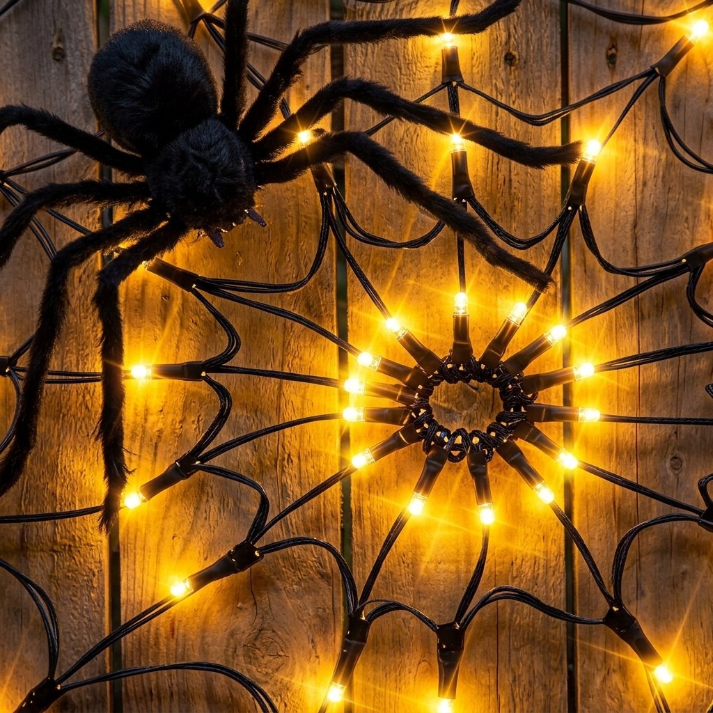 Halloween Spider Web Lights with Remote, 70 LEDs