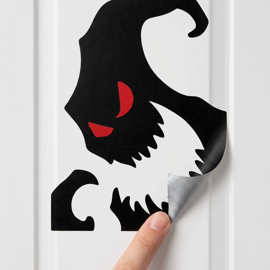 Halloween Window and Door Decal – Large Spooky Silhouette with Red Eyes, 19.25 x 25.98 inch, Reusable Non-Woven Fabric