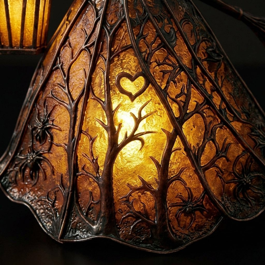 Halloween Witch Figurine Lantern with Warm LED Glow and Broom Detail