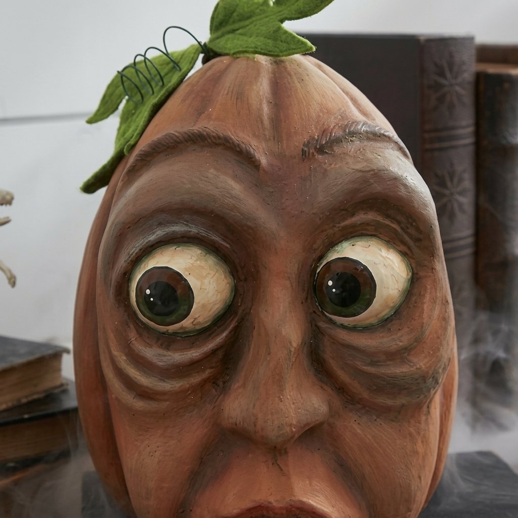Hand-Painted Resin Expressive Pumpkin Character Decoration for Halloween
