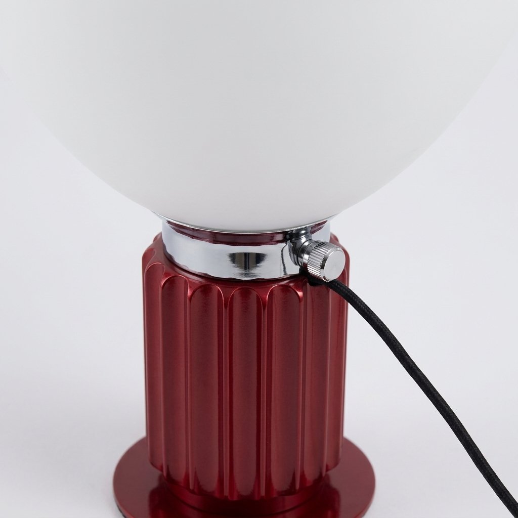 Italian-Style Table Lamp with Fluted Metal Base and Glass Shade