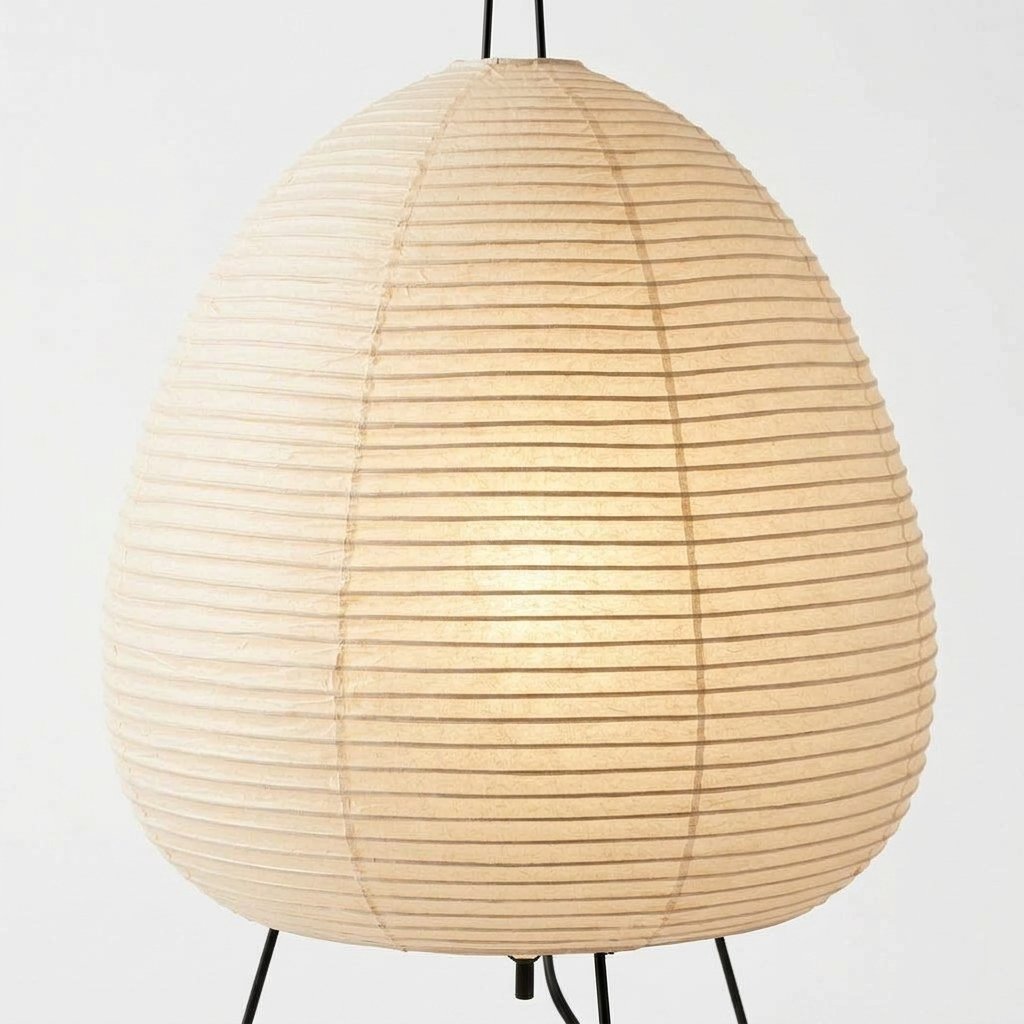 Japanese-style rice paper lantern table lamp with tripod stand