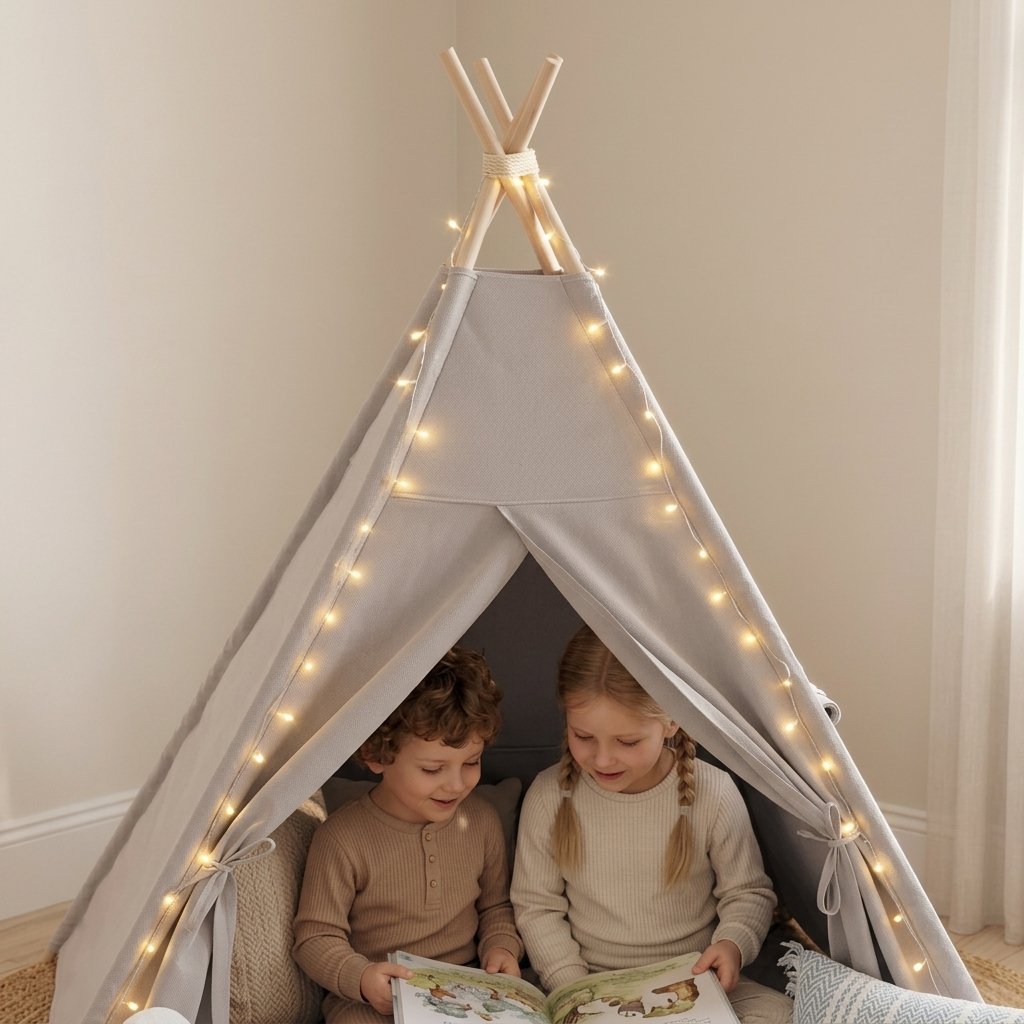 Kids Cotton Canvas Teepee in Grey