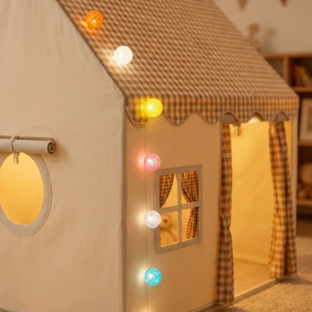 Kids Indoor Playhouse Tent with Lights