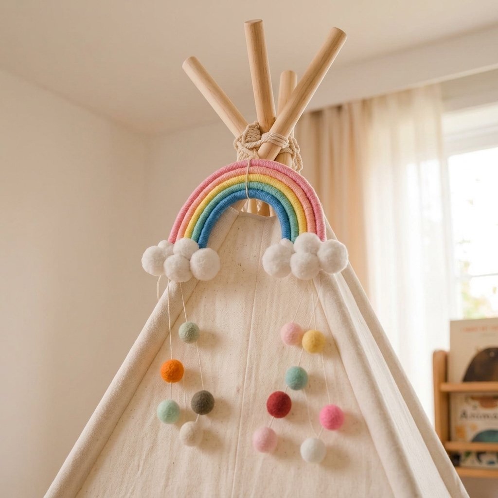 Kids Teepee Play Tent with Floor Mat