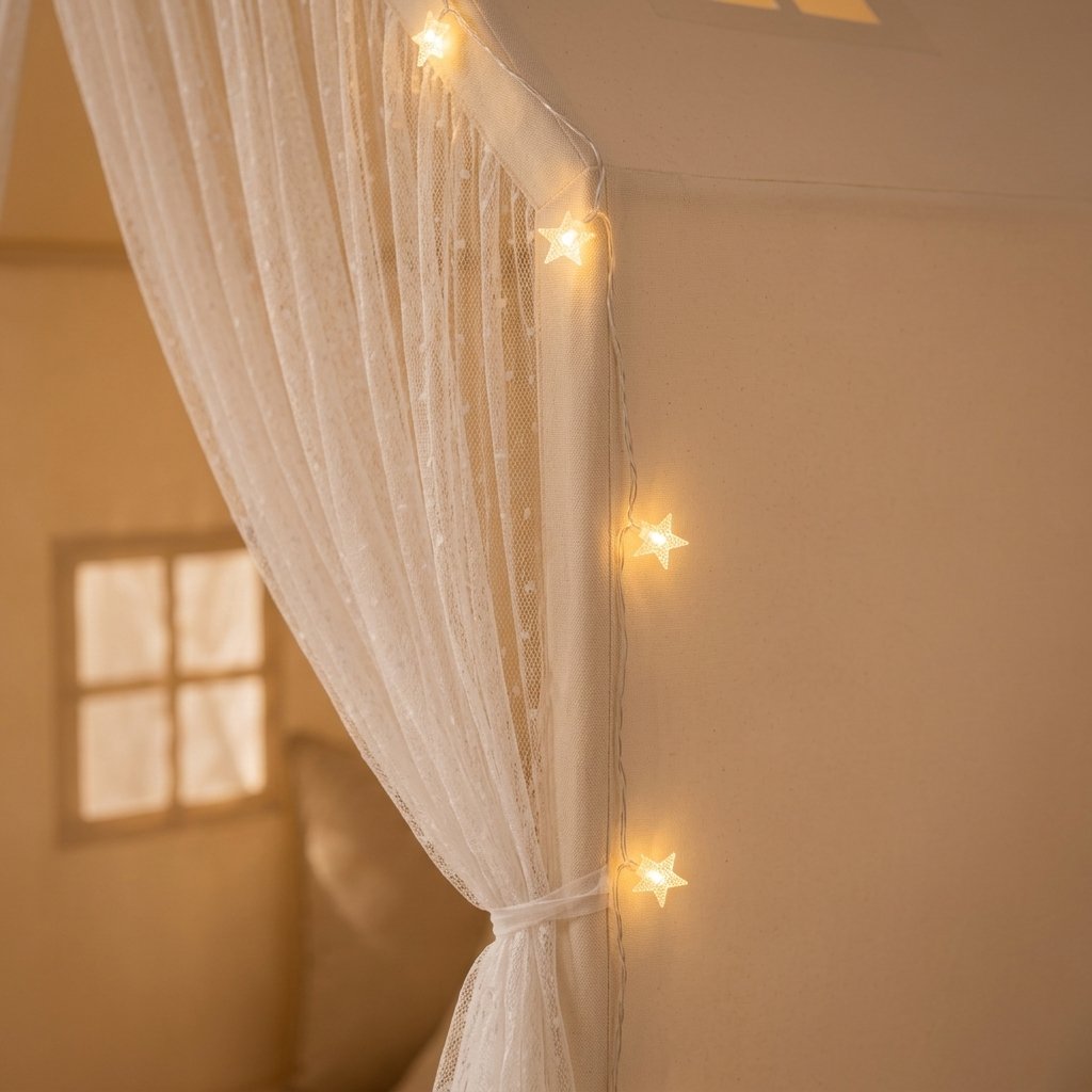 Lace Play Tent with String Lights