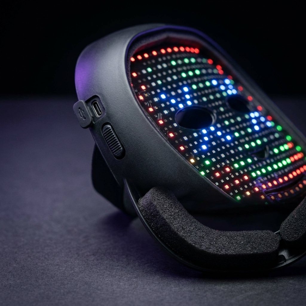 LED Gesture-Control Light-Up Party Mask with Multicolour Dot-Matrix Display