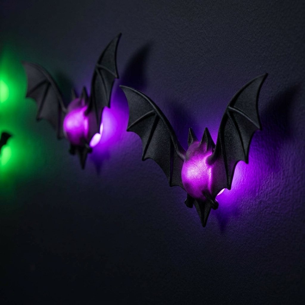 LED Halloween Wall Stickers with Glowing Bat and Spider Silhouettes for Indoor and Outdoor Decoration