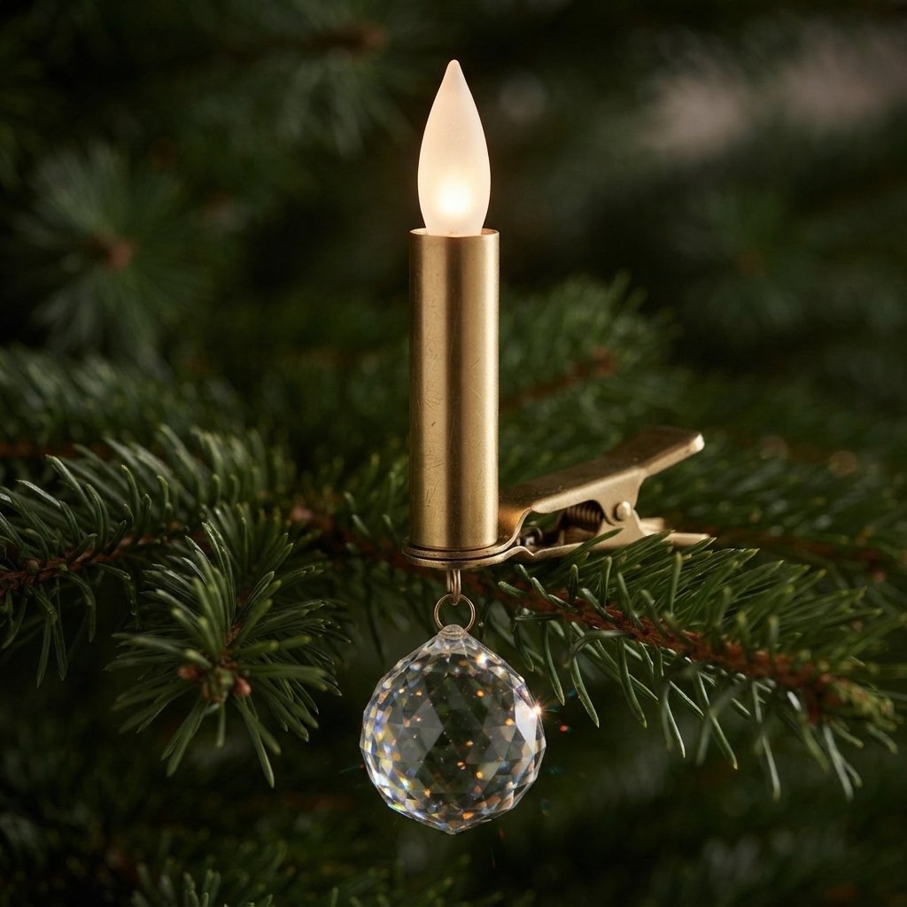 LED Tree Candles with Crystal Pendant