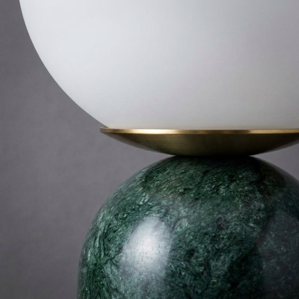 Marble Dome Table Lamp with Frosted Glass Globe Shade