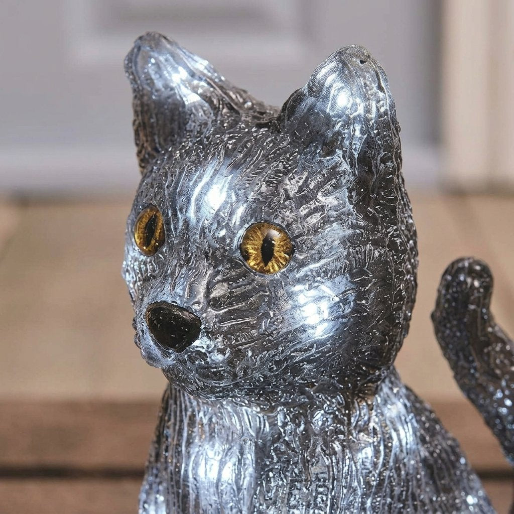 Mini Ghost and Black Cat LED Halloween Figures – Set of Two